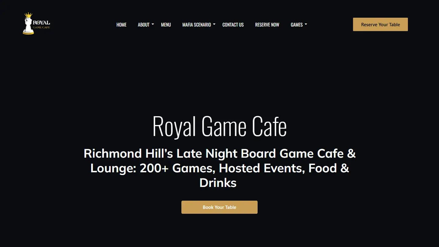 Royal Game Cafe — Hospitality
