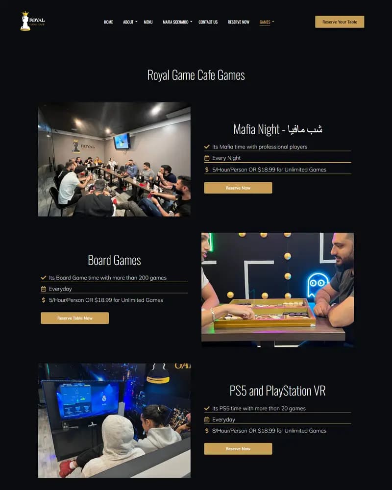 Royal Game Cafe — Game library