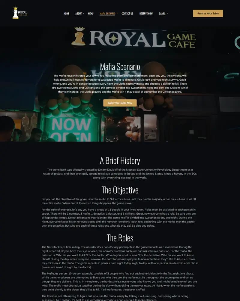 Royal Game Cafe — Mafia scenarios